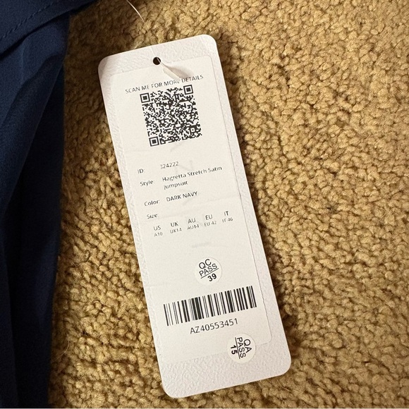 AZAZIE HAGRETTA One Shoulder Dark Navy Jumpsuit/Pantsuit Stretch Satin Dress 10 - Picture 4 of 9